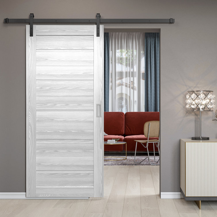 Valusso Design LLC Modern Paneled Manufactured Wood Barn Door with